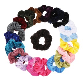 Vaguelly 20pcs Velvet Hair Ties for Women No Damage Scrunchies Vibrant Colors Soft and Durable Hair Accessories for Effortless Ponytail Styles