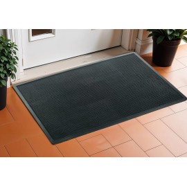 HomeRoots 18" X 30" Black Rubber Outdoor Door Mat