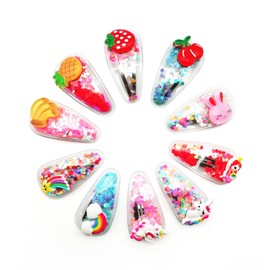 Sparkle Hair Clips for Girls by TANLOMY Transparent Fruit Hairpins, Snap Hair Clips with Glitter Sequins Inside, a Kid and Toddlers Pleaser as Gifts Shining Hair Accessories