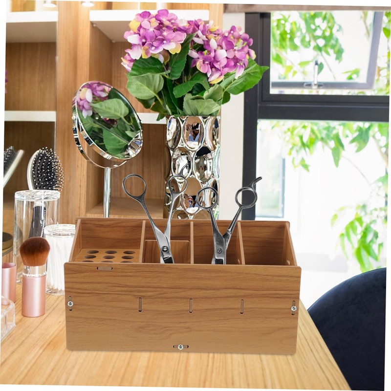 Healvian Scissors Wooden Haircut Scissor Holder Wooden Comb Wooden Haircut