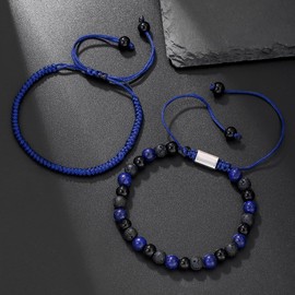 RINTOLER Adjustable 𝗚𝗶𝗳𝘁𝘀 𝗳𝗼𝗿 𝗠𝗲𝗻 To My Man Bracelet - 8mm Crown King Charm Bracelet for Men Women Black Matte Onyx Stone Beads, 7.5" (B)