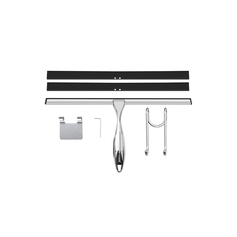 TOOVEM 14-Inch Stainless Steel Shower Squeegee with Hooks