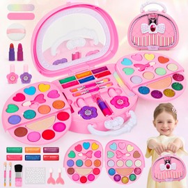 Topsolid Kids Makeup Kit for Girl, Real Washable Makeup for Kid with Mirror, Kids Makeup Sets for Girls 5-8, Princess Toys Cosmetic Set, Christmas & Birthday Gifts Toys for 3 4 5 6 7 8 Year Old Girls