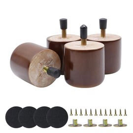 Savagrow Round Wooden Furniture Legs 2 Inch Wooden Replacement Legs for Furniture Sofa Table Cabinet Set of 4 (Brown)