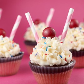 Striped Paper Straws - Light Pink White - Valentine Party Supply - 7.75 Inches - Pack of 100- Outside the Box Papers Brand