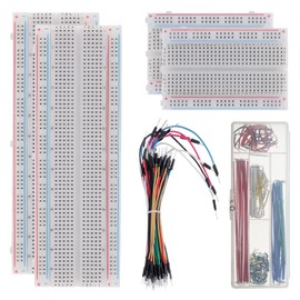 AUKENIEN Breadboard Jumper Wires Kit 400 Points Breadboard 830 Points Breadboard and M/M Flexible Bread Board Jumper Wires Cable and 2-125 mm U-shaped Breadboard Jumpers for Arduino Raspberry Pi