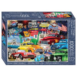 Crown Point 91846 - Route 66 Vintage Cars and Trucks - 1000 Piece Puzzle