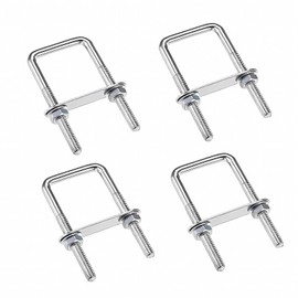 U-bolt M8 50 x 80 mm, pack of 4 U brackets with thread, U bolts with nuts and frame plates, U bolts, bracket clamp for pipe attachment, towing, car repair