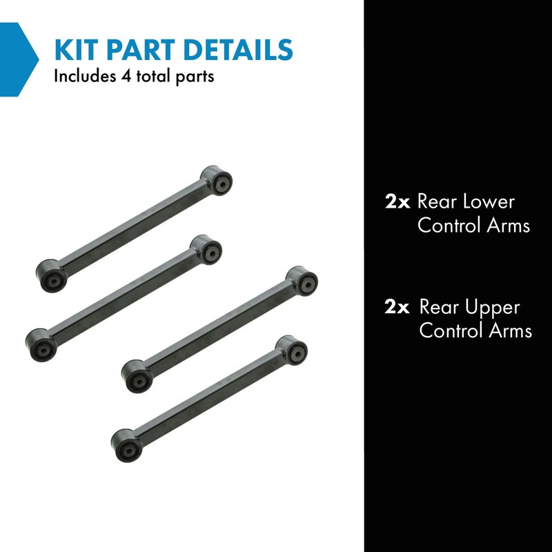 TRQ Rear Upper and Lower Control Arm Set Compatible with