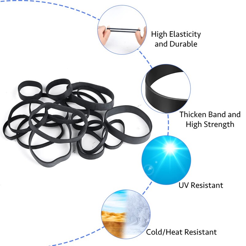 Ruisenda 62pcs Tactical Rubber Bands Heavy Duty Rubber Bands Black