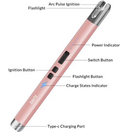 IUIRE Electric Candle Lighter USB C Plasma Arc Lighter Rechargeable Windproof Flameless (3 Pack - Rosegold)