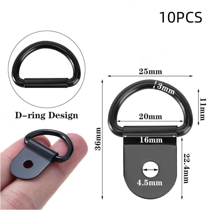 LiJuanWang 10 x D Ring Fasteners, 36 x 25 mm,