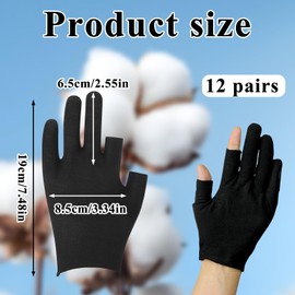 JISRKP 12 Pairs Black Cotton Gloves, Touchscreen Cotton Gloves Overnight Sleeping, Soft Stretchy, Moisturising Glovs for Dry Hands Spa, Hand Care, Eczema Glove-s