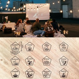 UNICRAFTALE 12 Types of Food Anniversary Date Night Gifts 1 Set Wood Food Decision Dice Wedding Gifts Funny Food Dices with Rectangle Velvet Packing Pouches for Husband Wife Valentines Day Gift