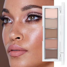 5 Colors Nude Eye Shadow Pallets, Highly Pigmented Matte Eyeshadow Palettes, Eyeshadow Palette Makeup, Waterproof Long Lasting Nude Eyeshadow Palette, for Highlighting, Contouring & Concealing, Concea