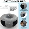 Deberris Peekaboo Cat Cave Bed Tunnel Dual-Level Design with Donut