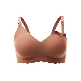 Lupantte Nursing Bras for Breastfeeding Comfort Maternity Bras for Pregnancy Seamless Bralettes with Extra Extender Caramel