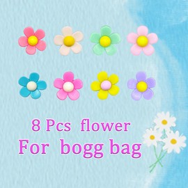 Bogg Bags Flower Charm Decorations - 8PCS Decorative Accessories for Simply Southern Tote & Beach Bags, cute Blossom to Personalize Your Tote (Multi-Color)