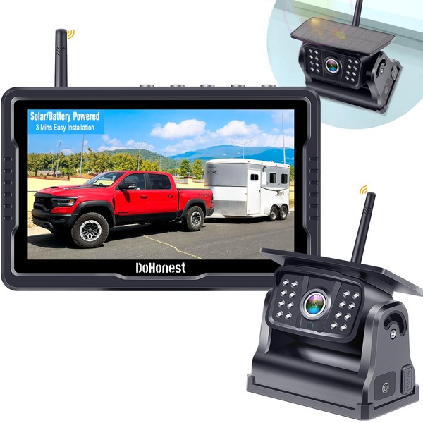 Wireless Backup Camera Solar Magnetic: Portable Cordless Scratch-Proof Truck Trailer