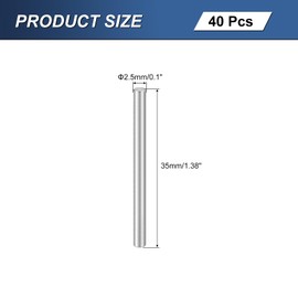 uxcell 40Pcs M2.5 x 35mm 304 Stainless Steel Dowel Pin, Cylindrical Shelf Support Peg Pin Parallel Pin Fastener for Mechanical Manufacturing, Industry, Furniture Installation, Silver