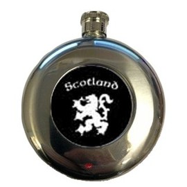 Hip Flask Round 5 Ounce Scotland with Lion Rampant Black