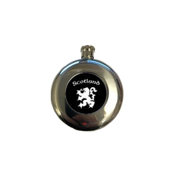 Hip Flask Round 5 Ounce Scotland with Lion Rampant Black