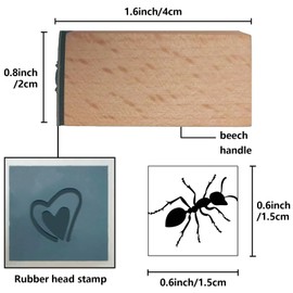 CRASPIRE Ant Wood Rubber Stamps Mini Natural Wooden Reusable Vintage Decorative Funny Animal Print Journaling Small Seals for Scrapbooking Journal Diary Card Making Planner DIY Letter Craft Supplies