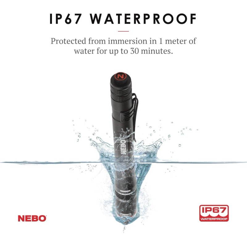 NEBO Rechargeable Pen Light Flashlight 360-Lumens Inspector 1 pack, Black