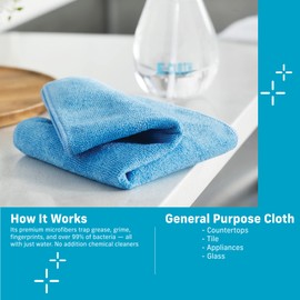 E-Cloth General Purpose Cloth - Durable Premium Microfiber for Chemical-Free Cleaning - Just Add Water - Alaskan Blue