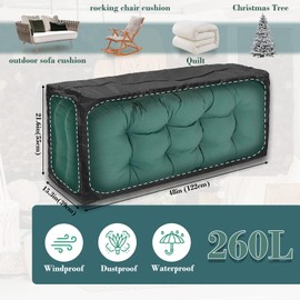 TUAKIMCE 260L Large Storage Bags, 210D Waterproof Dust-proof Duvet Storage Bag, Thickened Sturdy Oxford Material Underbed Storage Bags for Clothes, Bedding, Clothes, Moving Home (Black, 122*39*55cm)