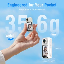 Movcan S70 Body Camera with Audio and Video Recording, HD 1520P Body Cam with 180° Rotating Lens, Thumb Size Hands Free Recording Body Worn Camera, Portable Camcorder for Work (64GB, White)