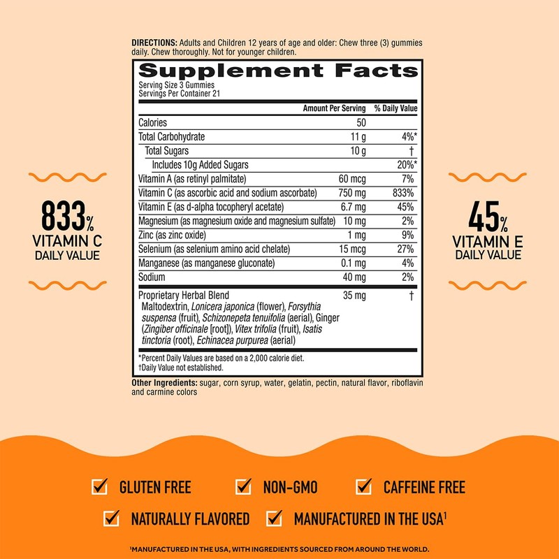 Airborne 750mg Vitamin C Immune Support Supplement Gummies for Adults,