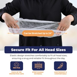 Layerlogic Hair Nets for Women & Men - 100 Pack White Invisible Mesh Hairnet for Kitchen Food Service - Nylon Hair Nets for Buns, Ballet, Sleeping, Bun Hair Net for Wigs