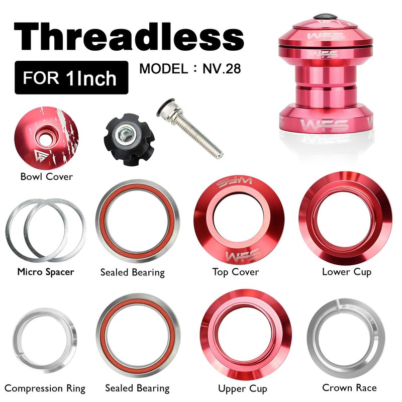 WFS NV.28 1 Inch CNC Alloy Threadless Headset with Top