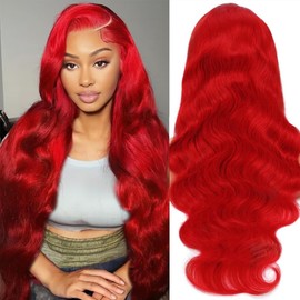 Agairl 30 Inch Red Lace Fronr Wigs Human Hair Pre Plucked 210% Density 13X6 Red Wig Human Hair HD Body Wave Lace Frontal Wigs Human Hair Colored Wigs Human Hair for Women