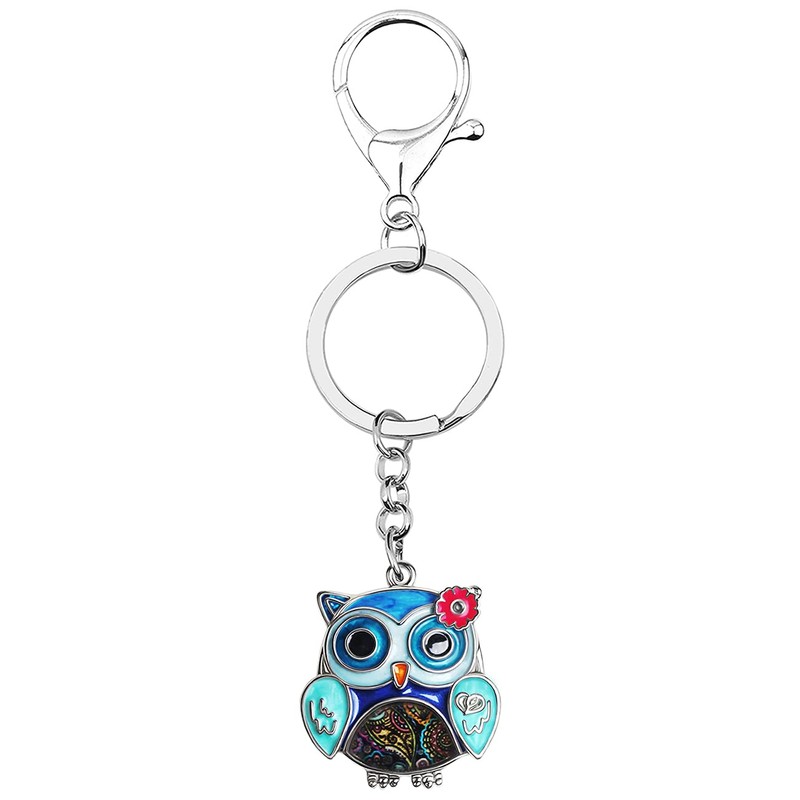 Llavero de aleación esmaltada, diseño de búho, diseño de pájaro,