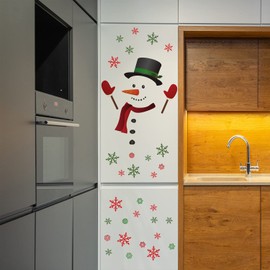 WALPLUS 90x90cm Christmas Combo Decorations Wall Stickers Happy Snowman with Colourful Snowflakes Wall Art Window Display Clings Display Decals Living Room Sale Clearance Living Room Bedroom DIY Gift