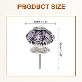 uxcell 6 Pcs Floral Ceramic Pull Knobs, Vintage Round Cabinet Knobs, Purple Rhombus Ceramic Knobs Pumpkin Knobs for Kitchen Cabinet, Door & Drawer, Wardrobe, Cupboard