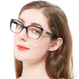 OCCI CHIARI Fashion Reading Glasses for Women 1.0 Oversized Readers 0 1.0 1.25 1.5 1.75 2.0 2.25 2.5 2.75 3.0 3.5 4.0 5.0 6.0 (Black-Purple,1.0+)