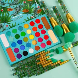 Colors Brochas De Maquillaje Tropicales + Paletas De Sombra