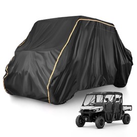 KEMIMOTO UTV Cover 4 Seater 420D Waterproof Large Compatible with Can-Am Defender MAX PRO/Arctic Cat Prowler/Viking/Tracker 800SX, 4-6 Seater Heavy Duty with Reflective Strips Cover