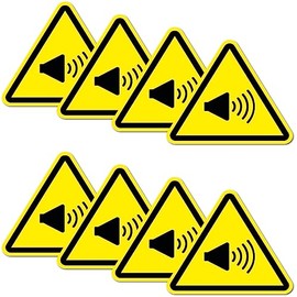 Pack of 8 Warning Stickers 6 x 5 cm Volume Noise Loud UV Protection Laminated Waterproof Digital Print Warning