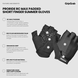 GripGrab ProRide RC Max Padded Short Finger Summer Cycling Gloves Comfortable Cushioned Fingerless Bike Glove Anti-Slip