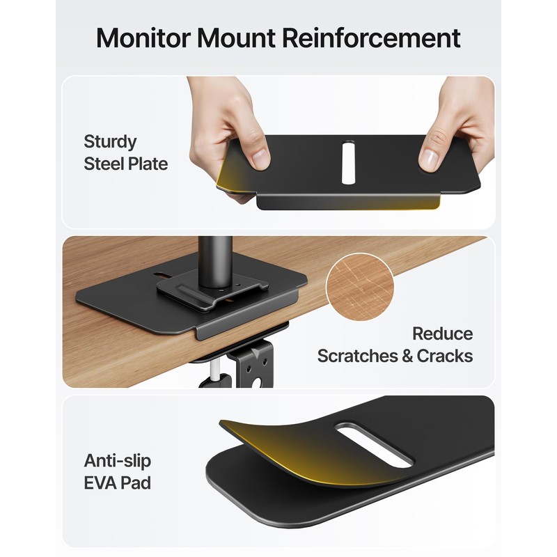 monTEK Adjustable Steel Monitor Mount Reinforcement Plate