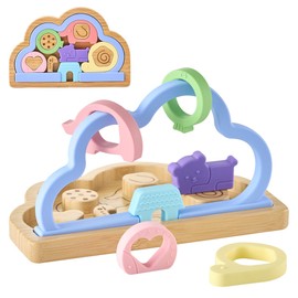 KIAANS Teether Baby Toy High Chair Toy Bead Maze Toy for Toddlers Cloud Montessori Sorting Toy (Blue)