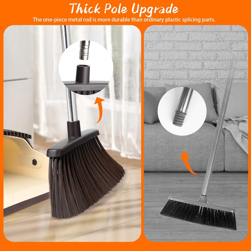 OOOFLOWER Broom and Dustpan Set, Efficient Floor Cleaning with Broom,