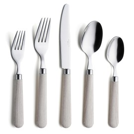 ANNOVA Silverware Set 20 Pieces Stainless Steel Cutlery Color Handle Flatware - 4 x Dinner Knife; 4 x Dinner Fork; 4 x Salad fork; 4 x Dinner Spoon; 4 x Dessert Spoon (Wood)