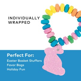 Fun Express Easter Candy Stretchable Bunny Bracelets - Great for Easter Egg Hunts and Other and Spring Celebrations (12 Pieces)