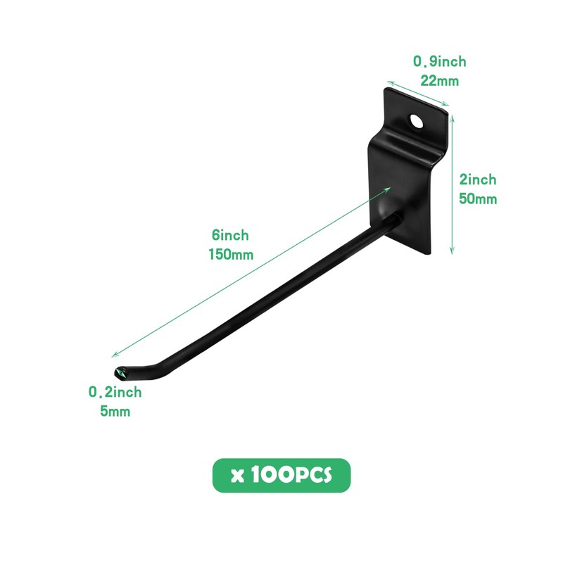 Yauhar 100Pcs Heavy Duty Slat Wall Display Hooks Bulk Set,