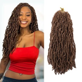 Faux Locs Crochet Hair 12 Inch Soft Locs Curly Wavy 6 Packs/Lot Pre-Looped Faux Locs Goddess Synthetic Fiber Hair Extensions (12 inch, 30#)